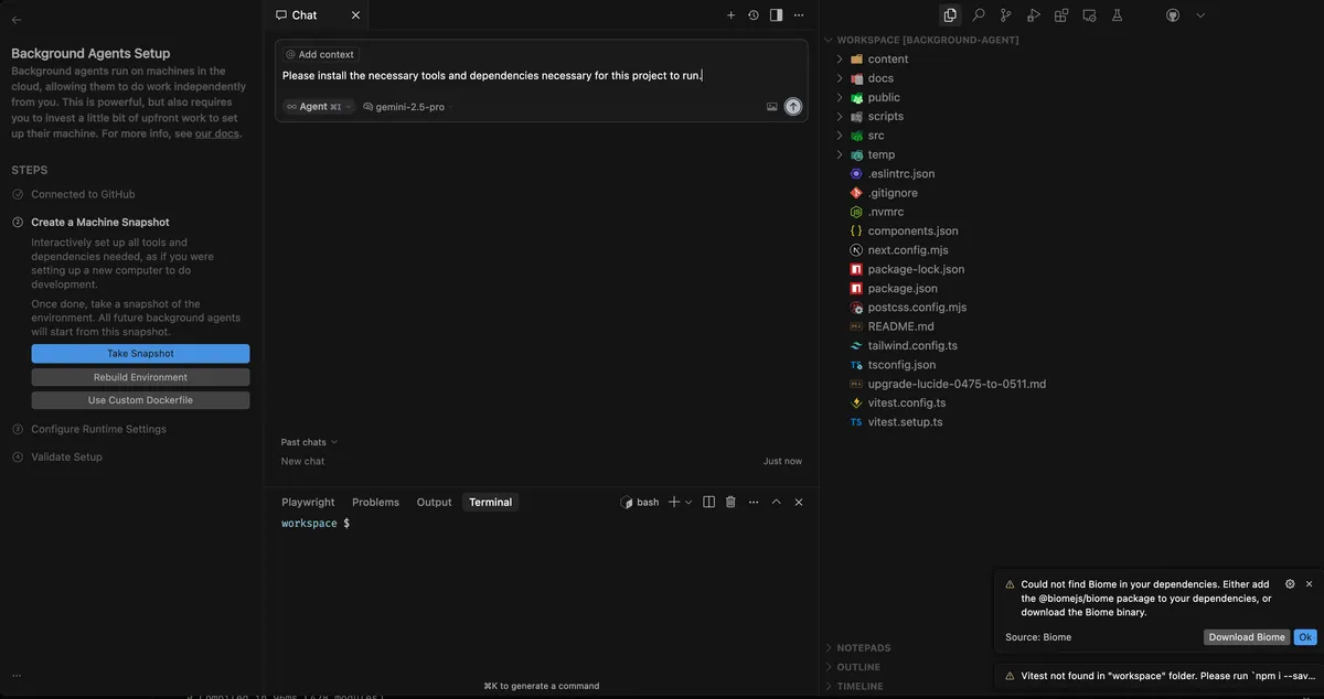 Cursor Background Agent UI